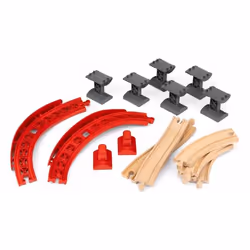 BRIO Pack de pistes courbes ascendantes, 3 an(s), Beige, Gris, Rouge