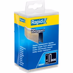 Rapid agrafes à couronne étroite n°606, longueur allant de 12mm à 30mm, quantité allant de 600 à 4000 agrafes. Pour la fixati ...
