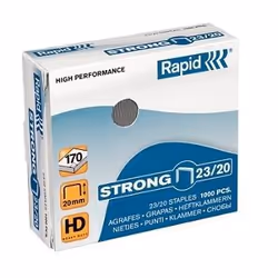 Rapid 23/20, Pack d'agrafes, 2 cm, 1000 agrafes, 23/20, Acier inoxydable, 170 feuilles