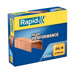 Rapid 24859200, Pack d'agrafes, 8 mm, 2000 agrafes, Cuivre, 40 feuilles, 68 mm
