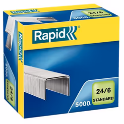 Rapid 24859800, Pack d'agrafes, 24/6, 6 mm, 5000 agrafes, Argent, 37 mm