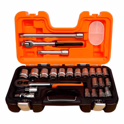 Bahco S240, Ensemble de douilles, 1/2", Métrique, 18 tête(s), 10,11,12,13,14,15,16,17,18,19,20,21,22,23,24,27,30,32 mm, Acier