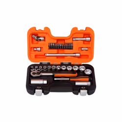 BAHCO - Jeu de douilles 1/4 et 3/8, 6 pans, en pouces, et cliquet - 34 pc/coffret Caractéristiques principales de ce produit ...