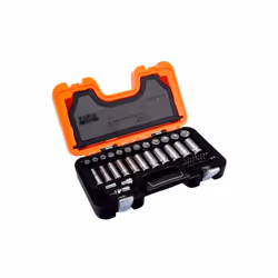 BAHCO - Jeu de douilles longues 1/4 et 3/8, 6 pans, métriques, et cliquet - 53 pc Caractéristiques principales de ce produit ...