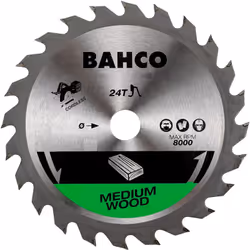 Cette lame de scie circulaire carbure Bahco 8501-165-20-24C pour le bois pour scies sans fil est en acier trempé laminé à fro ...