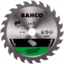 Cette lame de scie circulaire carbure Bahco 8501-190-30-24C pour le bois pour scies sans fil est en acier trempé laminé à fro ...