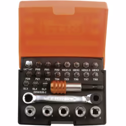 Informations techniques Quantités (LOV – uniqmt pour titre) : 26 pièces Bit-Steckschlussel 1/4", 26 pièces 26 pièces : 18 emb ...
