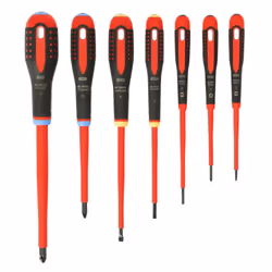Jeu de tournevis isolés BAHCO avec manche tri-matière - 7 pcs Optimisez votre boîte à outils avec le jeu de tournevis isolés  ...