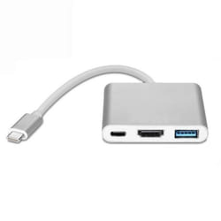 Adaptateur multiport USB-C - INF - HDMI 4K - USB-PD - Argent - Connecteur USB-C