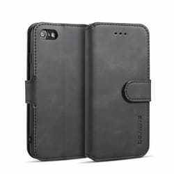 Coque iPhone 7/8 - INF - Cuir PU Noir - Semi-rigide - Rabat - Mixte