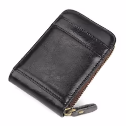 Porte-cartes RFID Cuir véritable Noir
