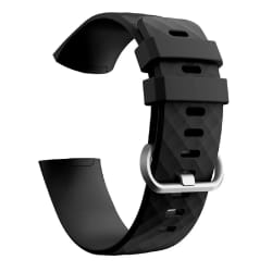 Bracelet Silicone Fitbit Charge 3/4 - Noir/Argent - Large