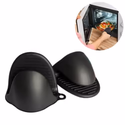 INF Lot de 2 maniques en silicone pour four Noir