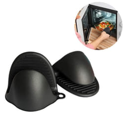 INF Lot de 2 maniques en silicone pour four Noir