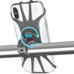Support de téléphone portable - INF - Modèle gris - Silicone flexible - Accessoire de vélo - Guidon compatible
