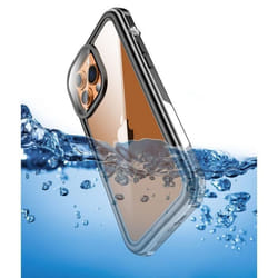 Coque pour iPhone 13/13 Pro - INF - Antichoc - Silicone Transparent - Noir/Gris - Étanche