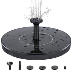 Fontaine à eau - INF - 16 cm - Solaire - 4 buses incluses - Plastique Noir