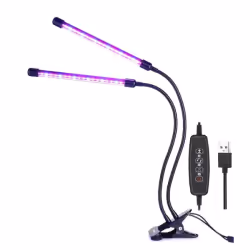 Lampe LED plantes 2 bras flexibles