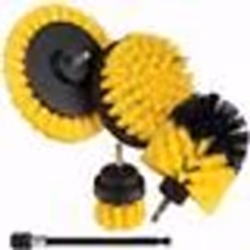 Brosse Nettoyage Perceuse 5 pièces Brosse pour Voiture Carrelage Tapis Baignoire Cuisine Toilettes Jaune