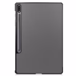 Samsung Galaxy Tab S7 Plus / FE / Lite Etui à trois volets cuir PU / PC gris