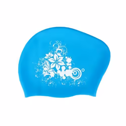Bonnet de bain - INF - Bleu/Blanc - Silicone souple - Pour cheveux longs - Mixte