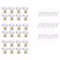 Boutons - INF - Losange - Verre Transparent/Or - Lot de 24 - Vis fournies
