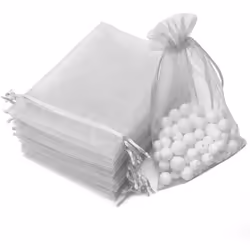 Sachets cadeaux - INF - Organza Gris - 25-pack - Cordon de serrage durable - Mixte