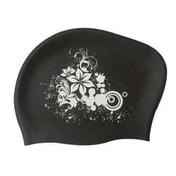 Bonnet de bain - INF - Silicone Noir/Blanc - Cheveux longs - Souple - Durable