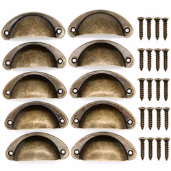 Poignées de tiroir antiques - INF - Modèle Antik - Lot de 10 - Bronze vieilli - Vis fournies