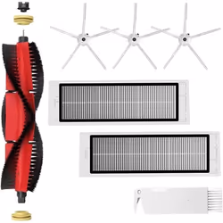 Accessoires pour Robot Aspirateur - INF - Roborock S5/S6 - Kit de 7 pièces - Brosses et filtres - Couleur Rouge