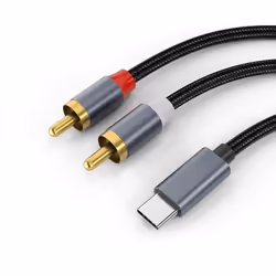 Câble audio stéréo USB-C vers 2x RCA pour téléphone portable tablette lecteur MP3 - INF - Gris-120 cm