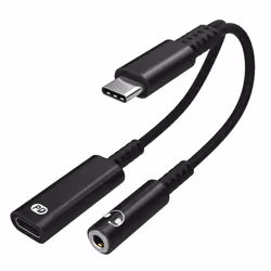Adaptateur USB-C - INF - Écouteurs 35 mm - Chargeur USB-C - Noir - Accessoire