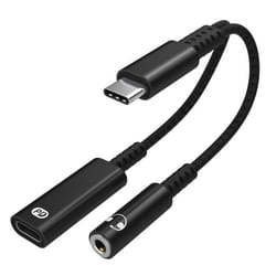 Adaptateur USB-C - INF - Écouteurs 35 mm - Chargeur USB-C - Noir - Accessoire