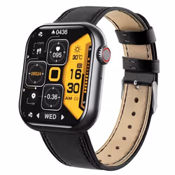 INF Montre intelligente avec oxygène sanguin tension artérielle fréquence cardiaque Bracelet de montre en cuir noir/PU