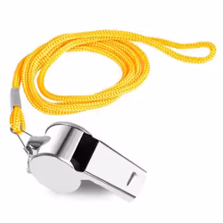 Sifflet en acier inoxydable - INF - Jaune - Fort et clair - Avec cordon - Pour adultes et multisport