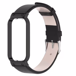 INF Bracelet de montre avec étui en cuir véritable Le noir