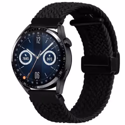INF Bracelet de montre à fermeture magnétique tressée pour montre intelligente de 22 mm Le noir