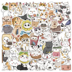 Autocollants - INF - Paquet de 62 - Multicolore - Chats de dessins animés - Durable