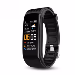 Bracelet dactivité - INF - Noir - Cardiofréquencemètre - Multisport - Rechargeable USB