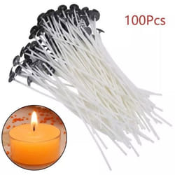 Mèches de bougies - INF - 100 pcs - 20 cm - Cirées - Blanc