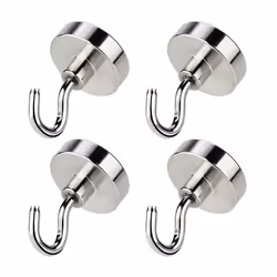 Crochets magnétiques INF pour surfaces magnétiques - Lot de 4 - Argent