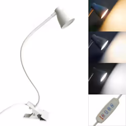 Lampe de bureau LED avec pince - INF - 3 modes couleurs - Col de cygne flexible
