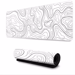 INF Grand tapis de souris étendu à contour topographique Blanc M