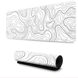 INF Grand tapis de souris étendu à contour topographique Blanc M
