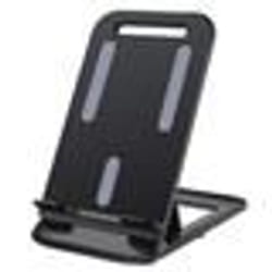 Support de bureau - INF - Pliable - Quatre angles réglables - Pour smartphones et tablettes - Plastique noir