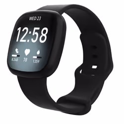 Bracelet de montre en silicone INF pour Fitbit Versa4/Sense2/Versa3/Sense Le noir S