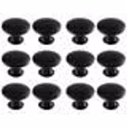 Boutons - INF - Tiroir De Porte - Rond - Noir - Paquet de 12
