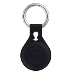 Étui/support Airtag avec porte-clés en silicone résistant avec porte-clés en acier inoxydable absorbant les chocs et sûr