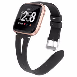 Bracelet de montre - INF - Fitbit Versa - Cuir véritable - Noir - Confort supérieur