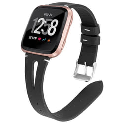 Bracelet de montre - INF - Fitbit Versa - Cuir véritable - Noir - Confort supérieur